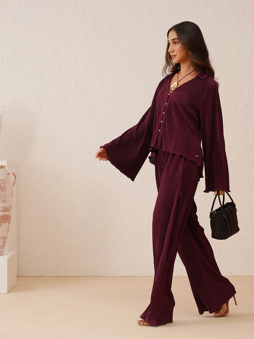 Beatnik Wine Color 2 Piece Coord Womens Coords Beatnik