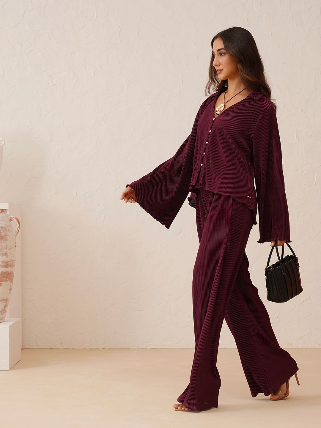 Beatnik Wine Color 2 Piece Coord Womens Coords Beatnik