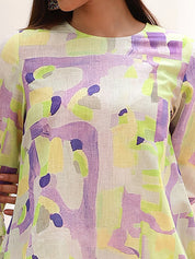 Abstract Print Linen High Low Top Coord Set Beatnik India