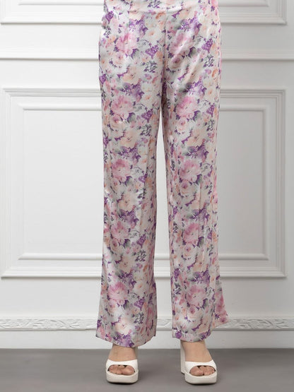 Sleeveless Satin Coord Set with Floral Print Beatnik India