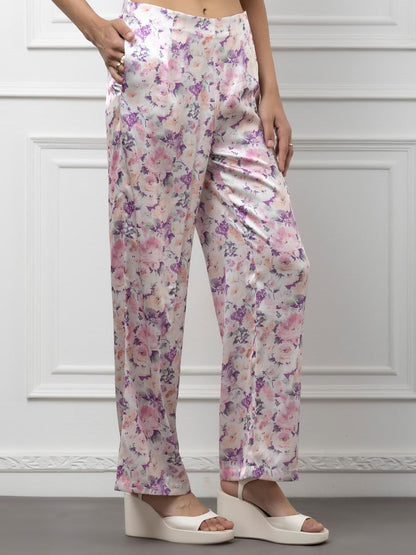 Sleeveless Satin Coord Set with Floral Print Beatnik India