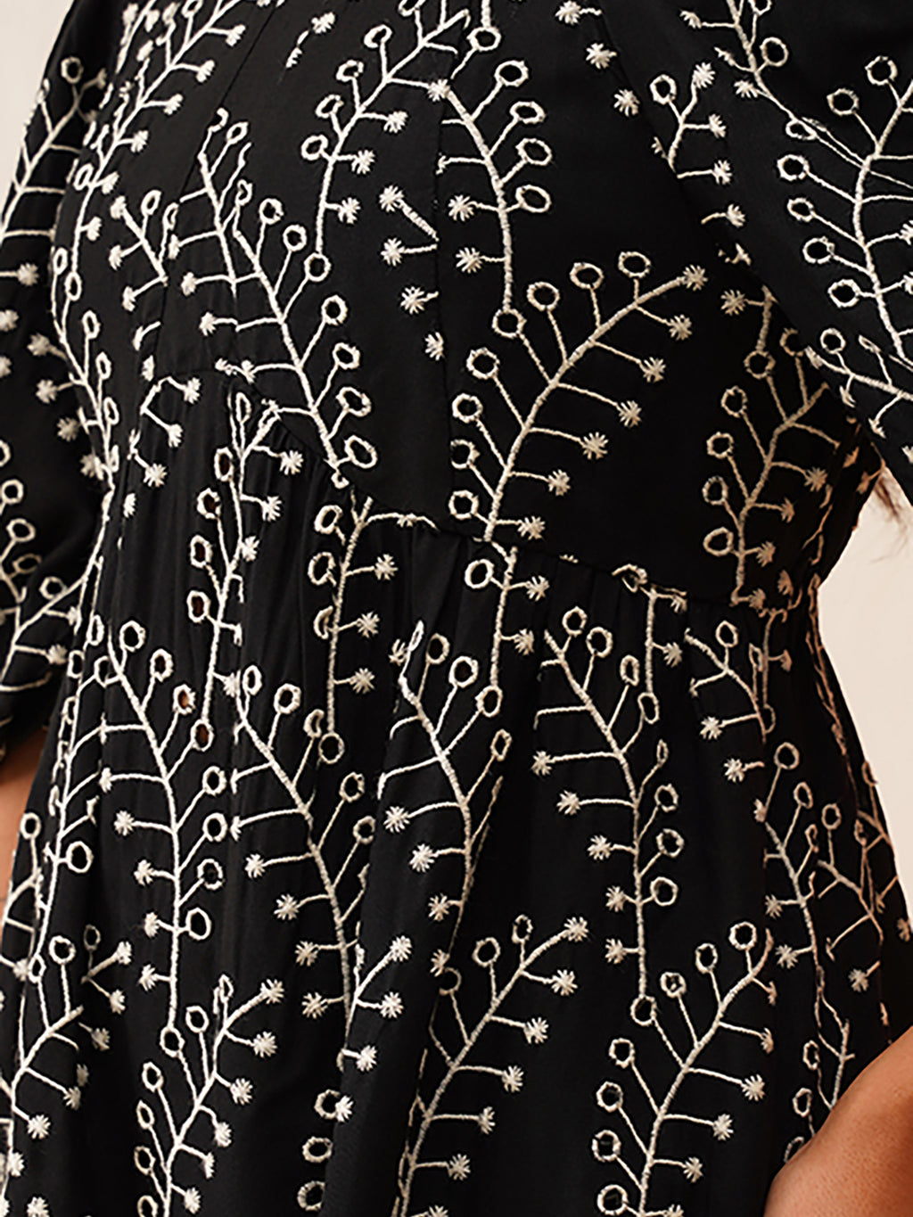 Black Top & Pants Schiffli Embroidred Women Co-ord