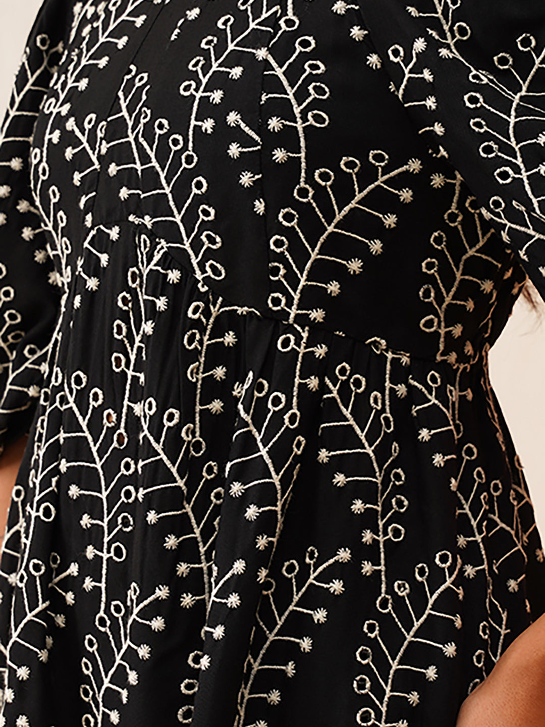 Black Top & Pants Schiffli Embroidred Women Co-ord