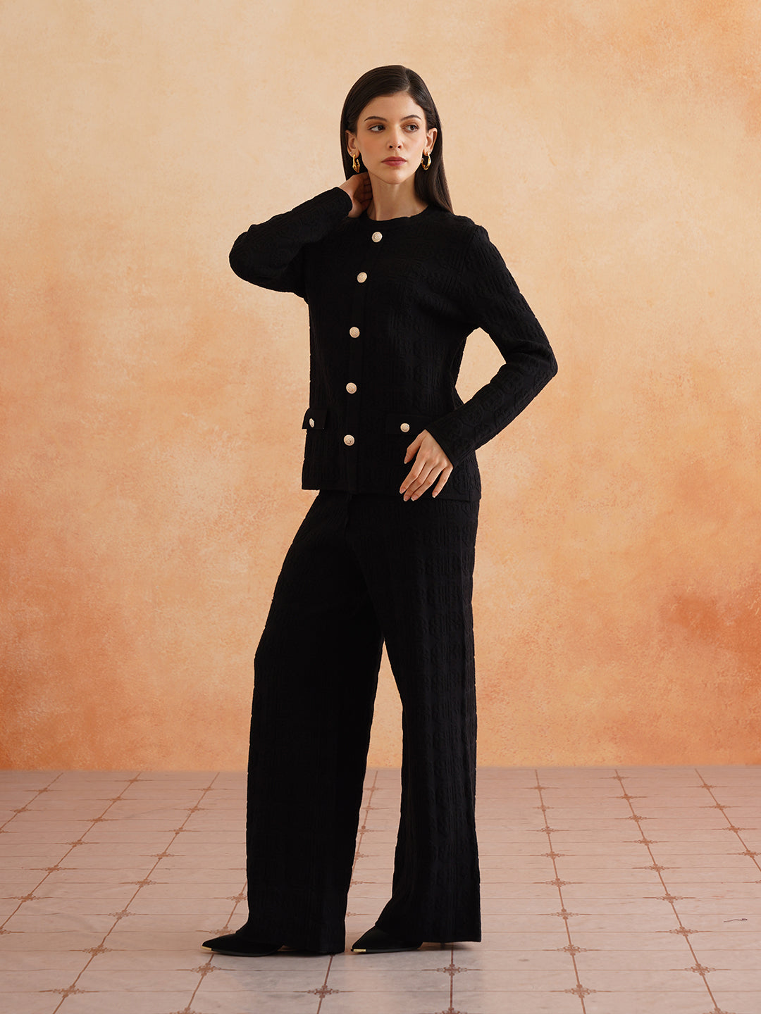 2 Piece Coord Womens Winter Black Coord Set