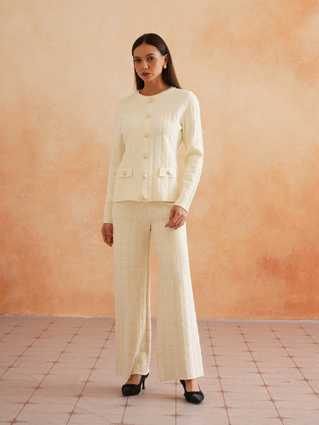 2 Piece Coord Off White Winter Womens Coords