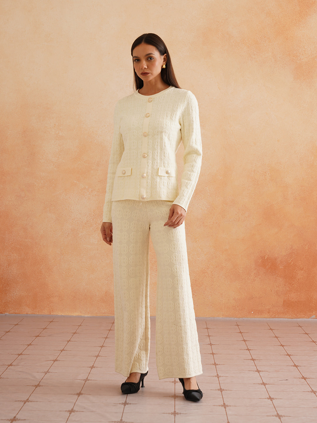 2 Piece Coord Off White Winter Womens Coords