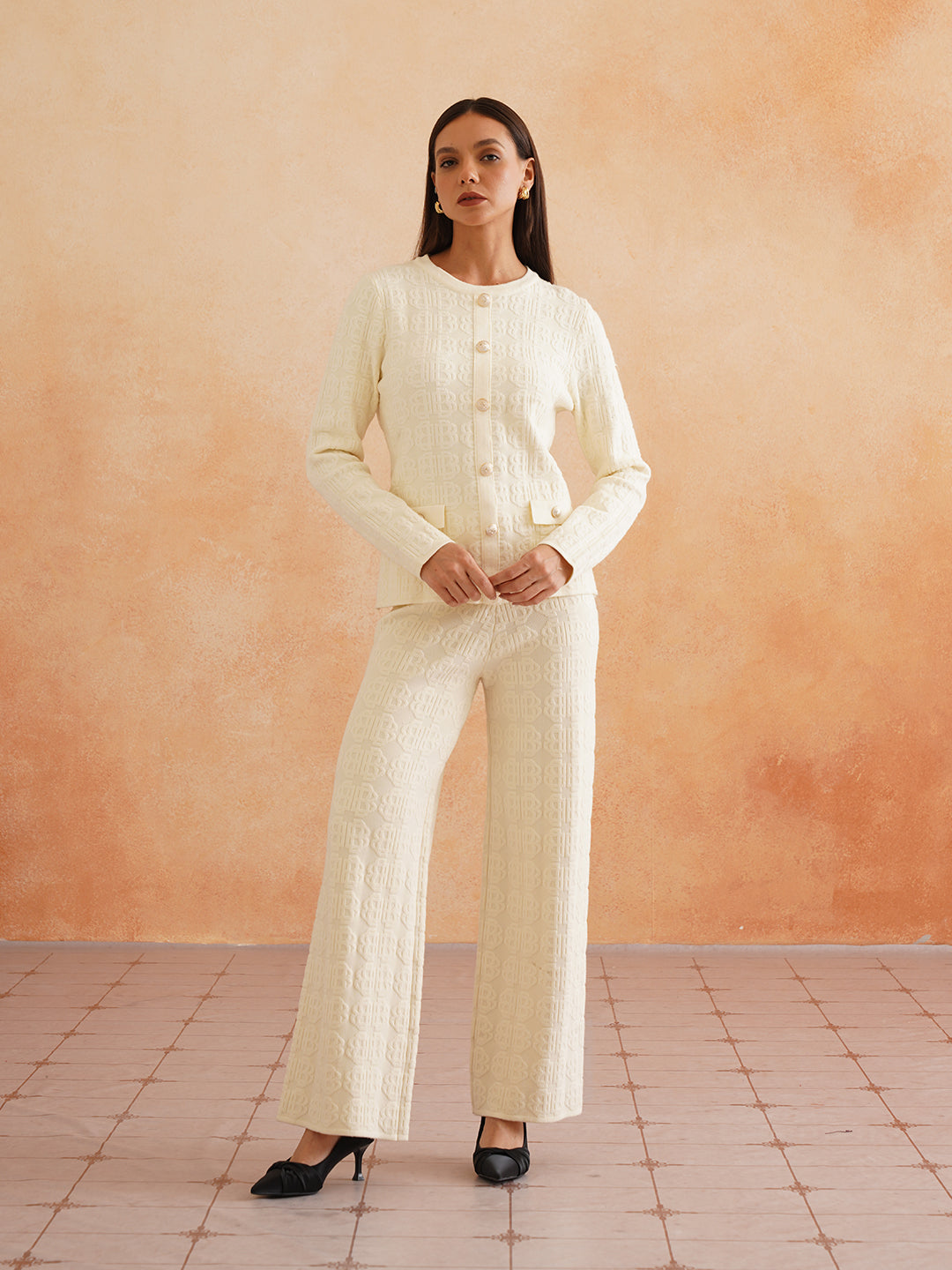 2 Piece Coord Off White Winter Womens Coords