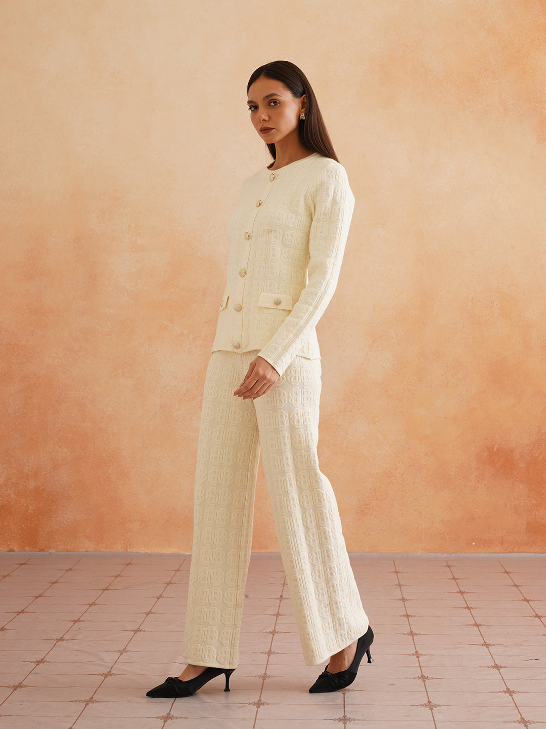 2 Piece Coord Off White Winter Womens Coords