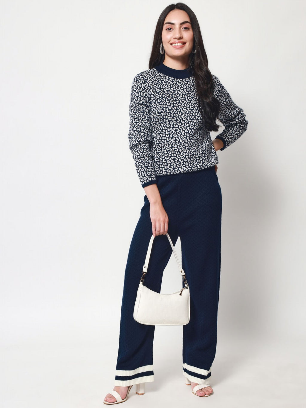 Beatnik Casual Wear Full Sleeve Midnight Blue Co-ords Set ( Top & Pants) Beatnik India