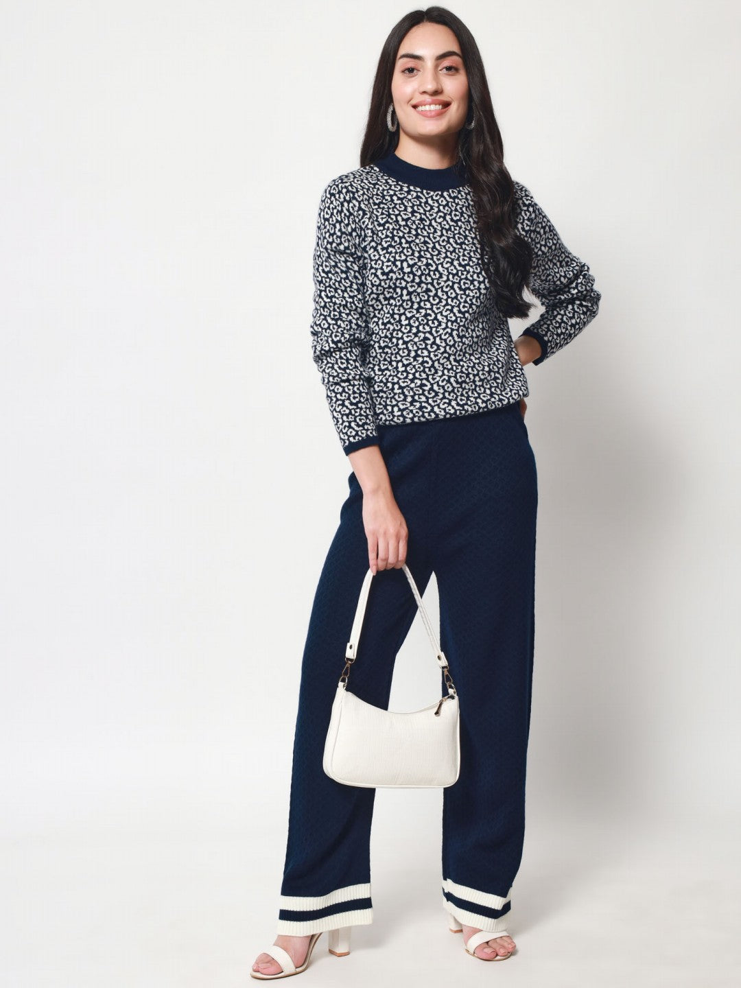 Beatnik Casual Wear Full Sleeve Midnight Blue Co-ords Set ( Top & Pants) Beatnik India