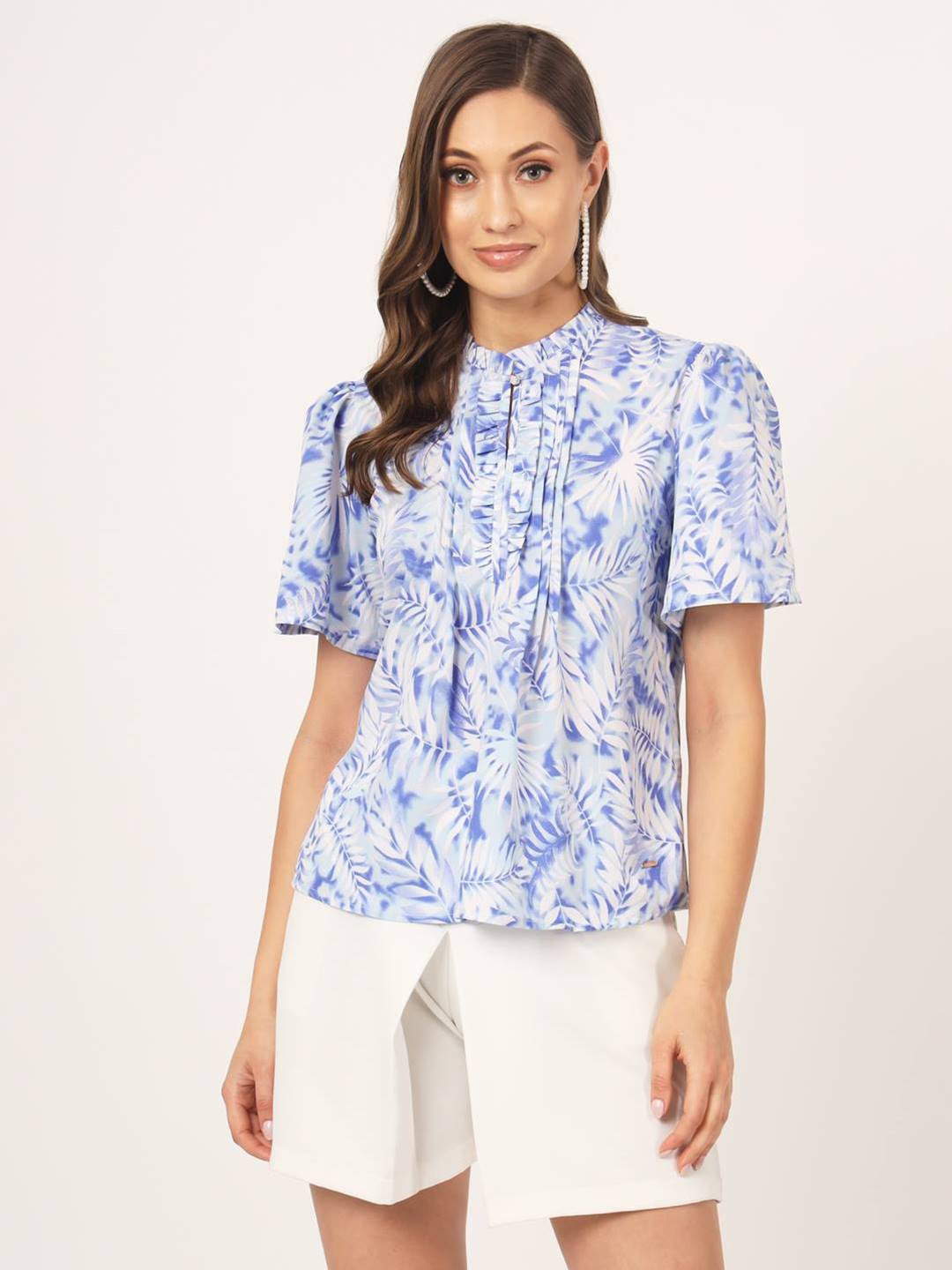Printed Sky Blue Coord Set with Shorts Beatnik India