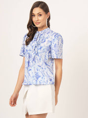 Printed Sky Blue Coord Set with Shorts Beatnik India