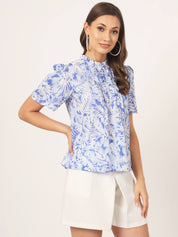 Printed Sky Blue Coord Set with Shorts Beatnik India