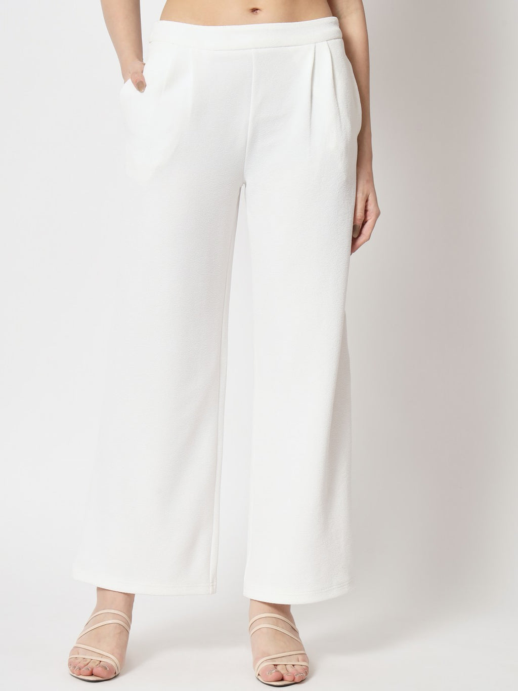 Beatnik Polyester Fitted Half Sleeve Self White Womens Coords Beatnik India