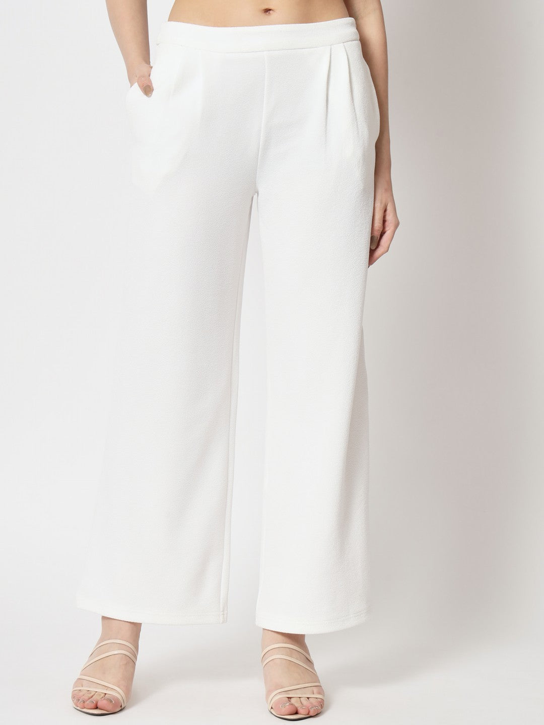 Beatnik Polyester Fitted Half Sleeve Self White Womens Coords Beatnik India