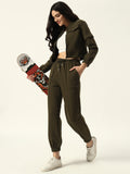 Olive Green Two Piece Women Coord Set