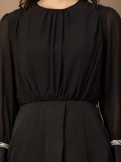 Beatnik Bishop Sleeve Black Peplum Coord Beatnik India