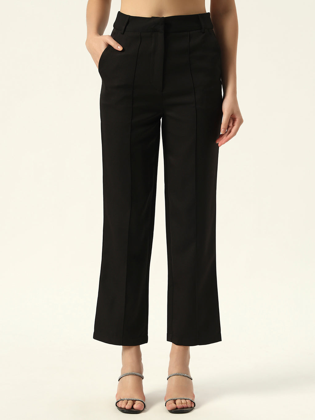 Crepe Bishop Sleeve Black Peplum Coord