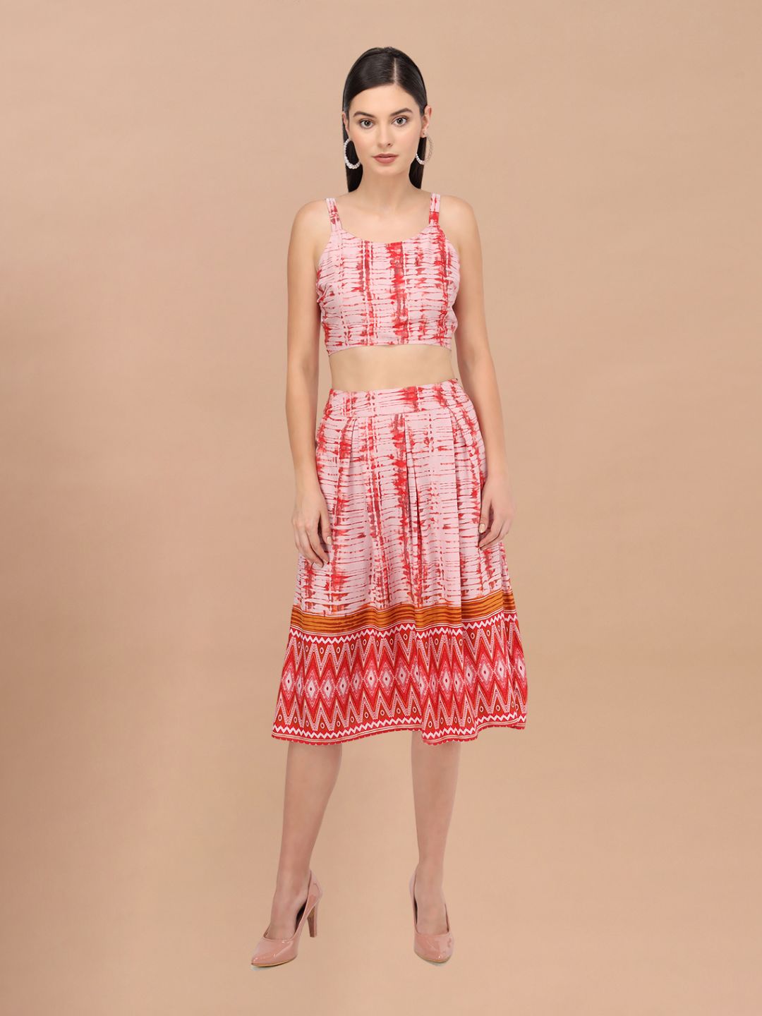 Beatnik Cotton Round Neck Pink Womens Coords