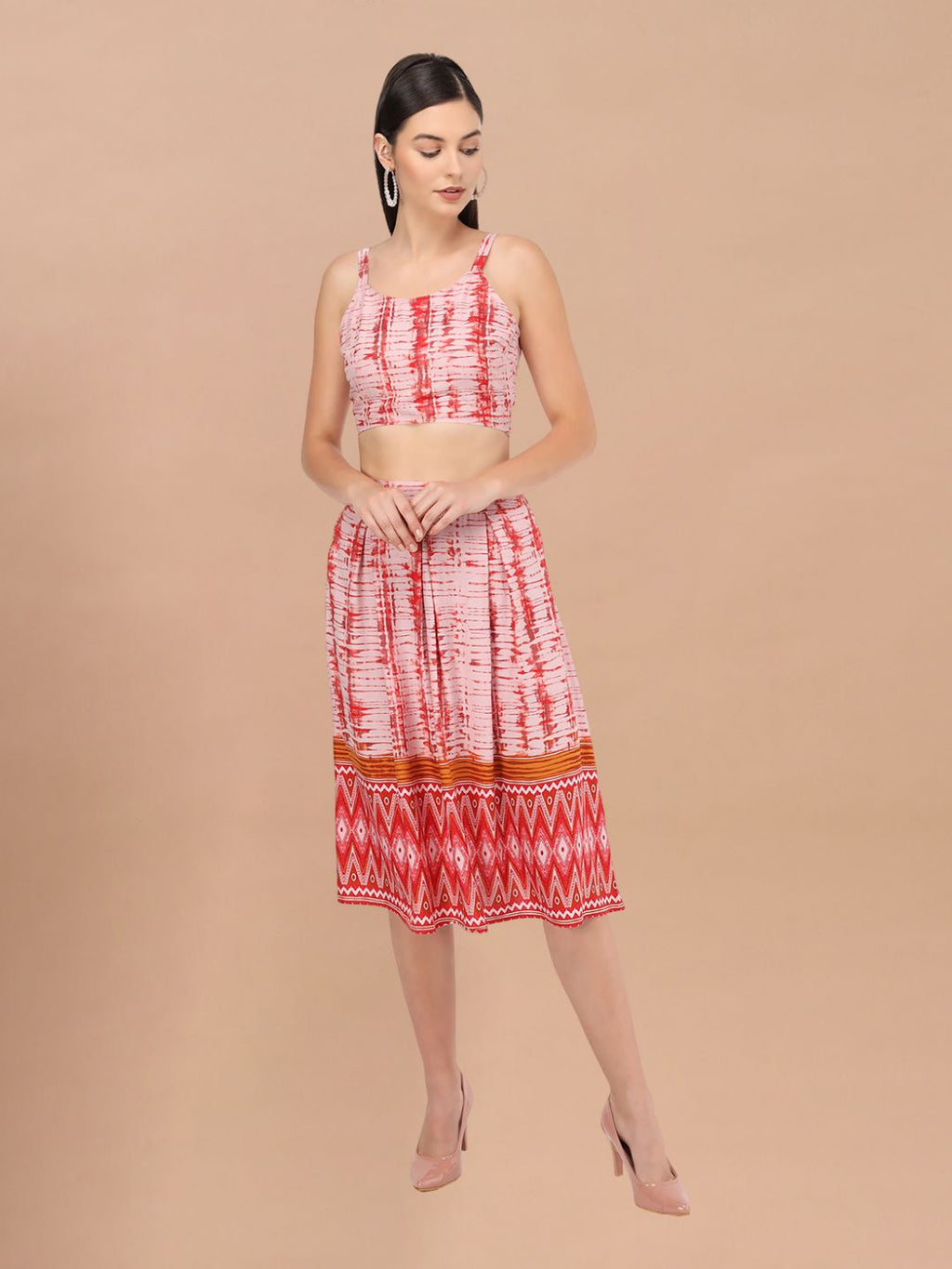 Beatnik Cotton Round Neck Pink Womens Coords Beatnik India