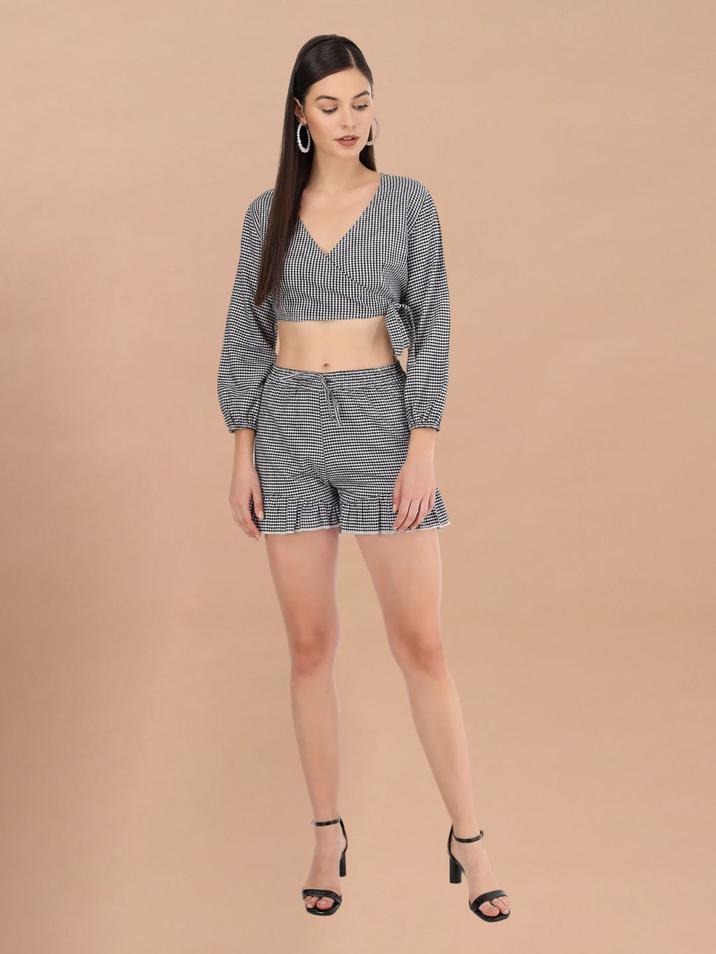 Beatnik Cotton V-neck Black Womens Coords Beatnik India