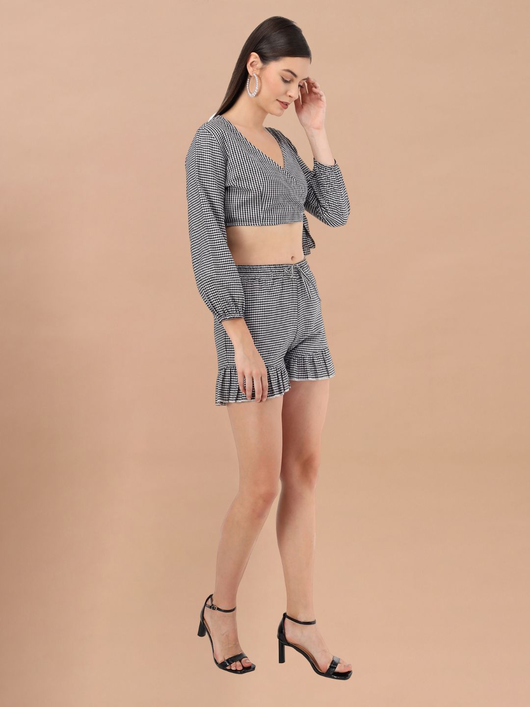 Beatnik Cotton V-neck Black Womens Coords Beatnik India