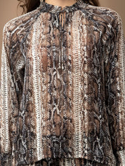 Chic 2-Piece Animal Print Georgette Coord Set with Satin Stripes Beatnik India