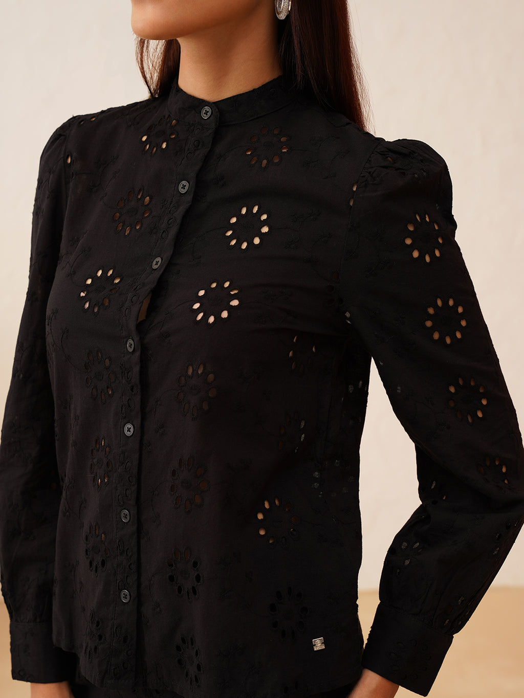 Beatnik Black Top & Pants Floral Schiffli Womens Coords Beatnik