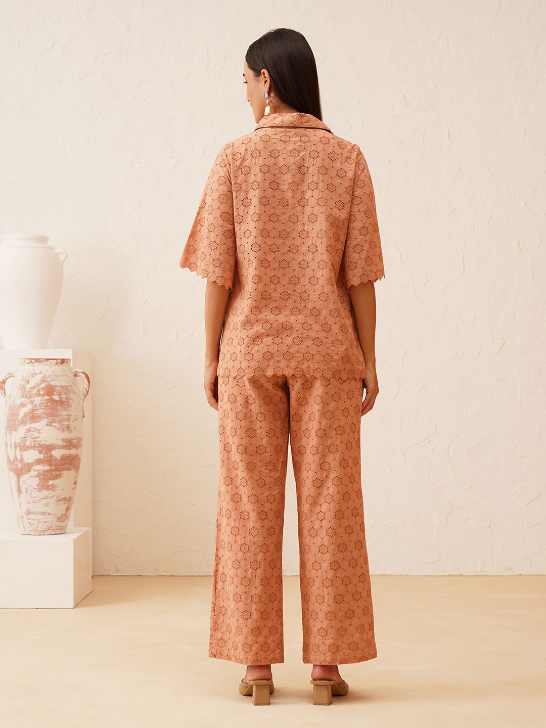 Beatnik Peach Puff 2 Piece Coord Schiffli  Womens Coords Beatnik