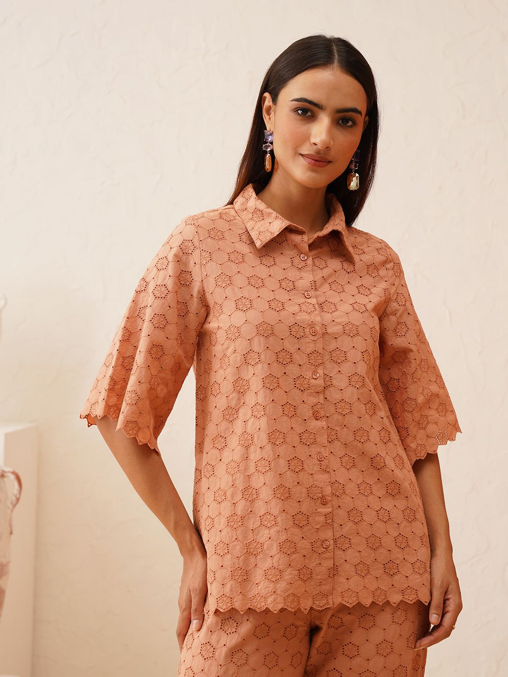 Beatnik Peach Puff 2 Piece Coord Schiffli  Womens Coords Beatnik