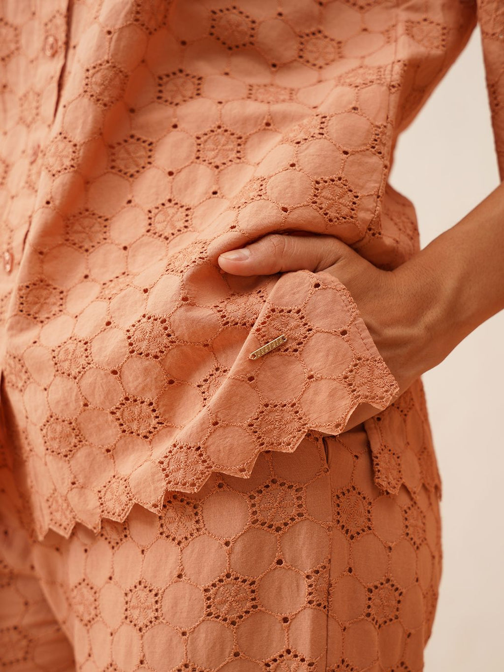 Beatnik Peach Puff 2 Piece Coord Schiffli  Womens Coords Beatnik