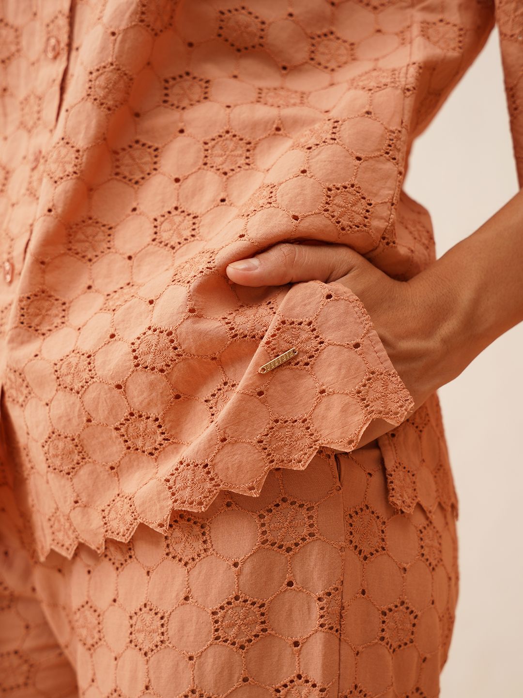 Beatnik Peach Puff 2 Piece Coord Schiffli  Womens Coords Beatnik