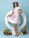 Floral Print Satin Mini Dress with Puff Sleeves Beatnik India