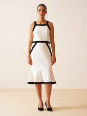 Black and White Color Block Bodycon Dress in Maserati Fabric Beatnik