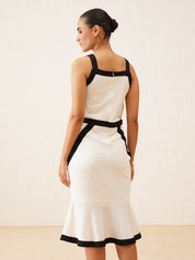 Black and White Color Block Bodycon Dress in Maserati Fabric Beatnik