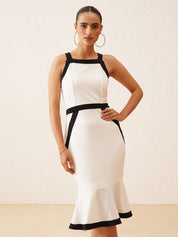 Black and White Color Block Bodycon Dress in Maserati Fabric Beatnik
