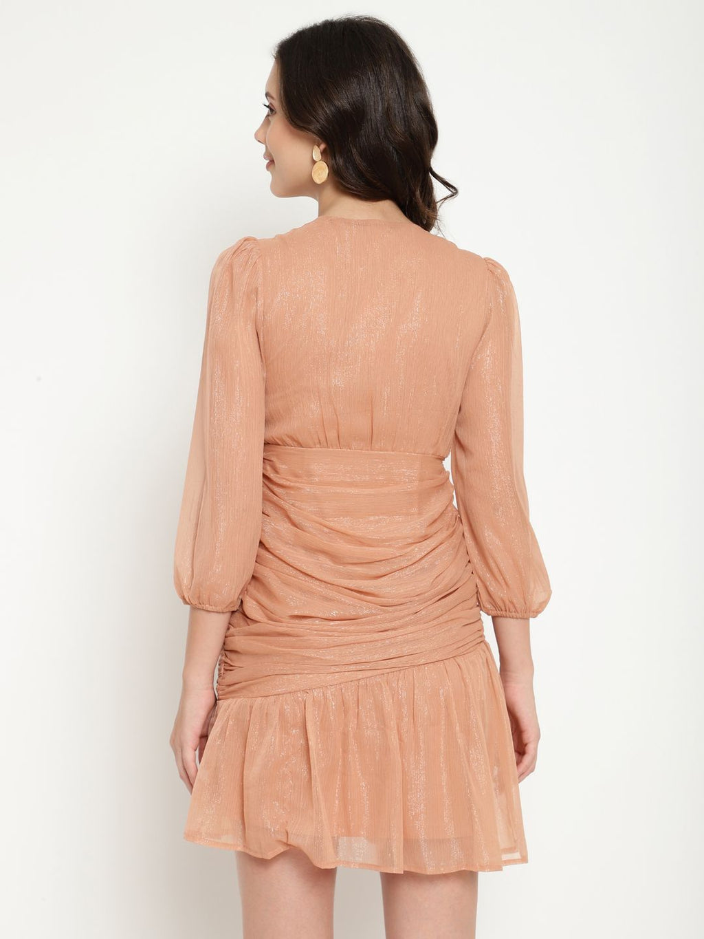 Shimmer Peach Puff Chiffon Sheath Dress Beatnik