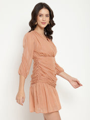 Shimmer Peach Puff Chiffon Sheath Dress Beatnik