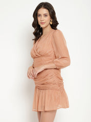Shimmer Peach Puff Chiffon Sheath Dress Beatnik