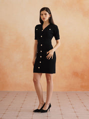 Black Bodycon V-neck Dress Beatnik