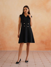 Black Bodycon V-neck Sleevesless Dress Beatnik