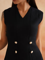 Black Bodycon V-neck Sleevesless Dress Beatnik