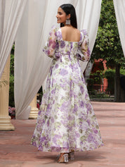 Beatnik Puff Sleeve Purple Ball Gown Dresses Beatnik India