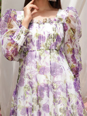 Beatnik Puff Sleeve Purple Ball Gown Dresses Beatnik India