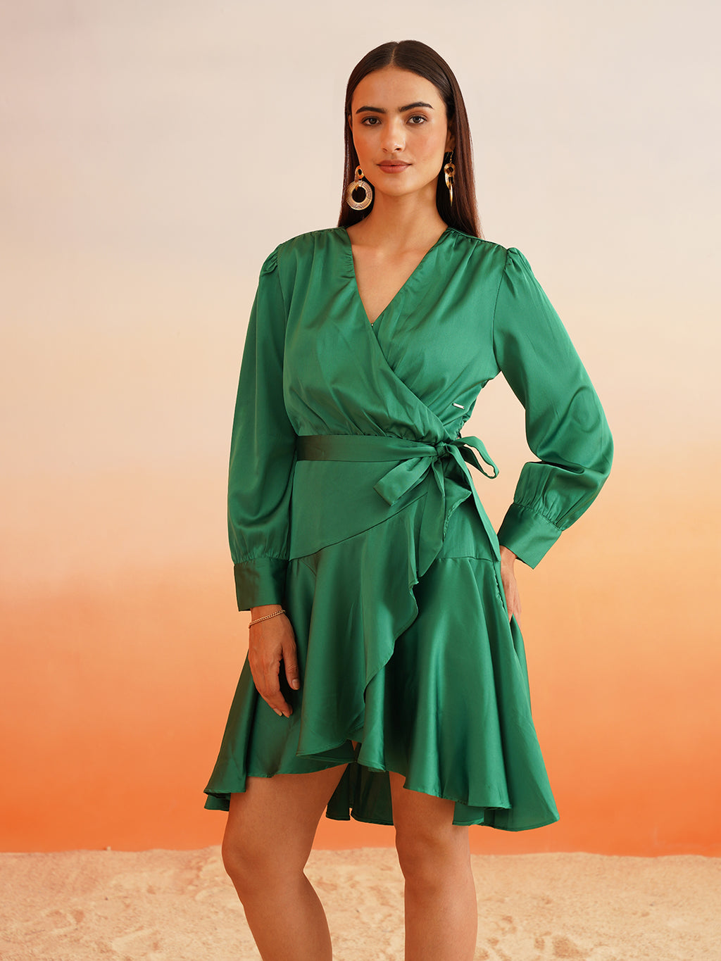 Beatnik Green Wrap Dresses Beatnik