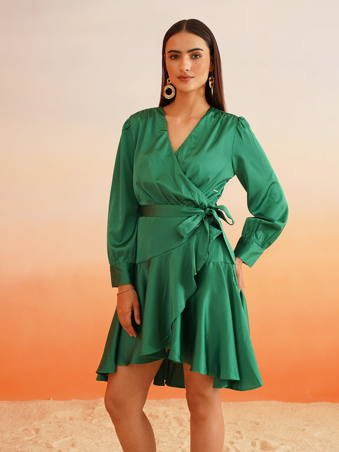 Beatnik Green Wrap Dresses Beatnik