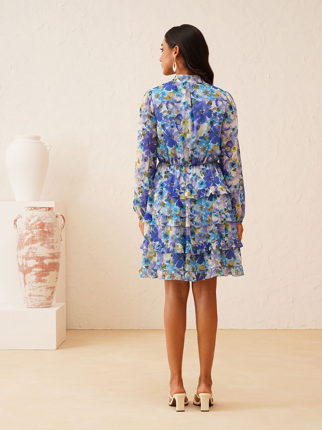 Beatnik Blue Peasant Womens Dresses Beatnik