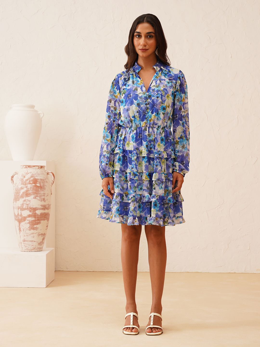 Beatnik Blue Peasant Womens Dresses Beatnik