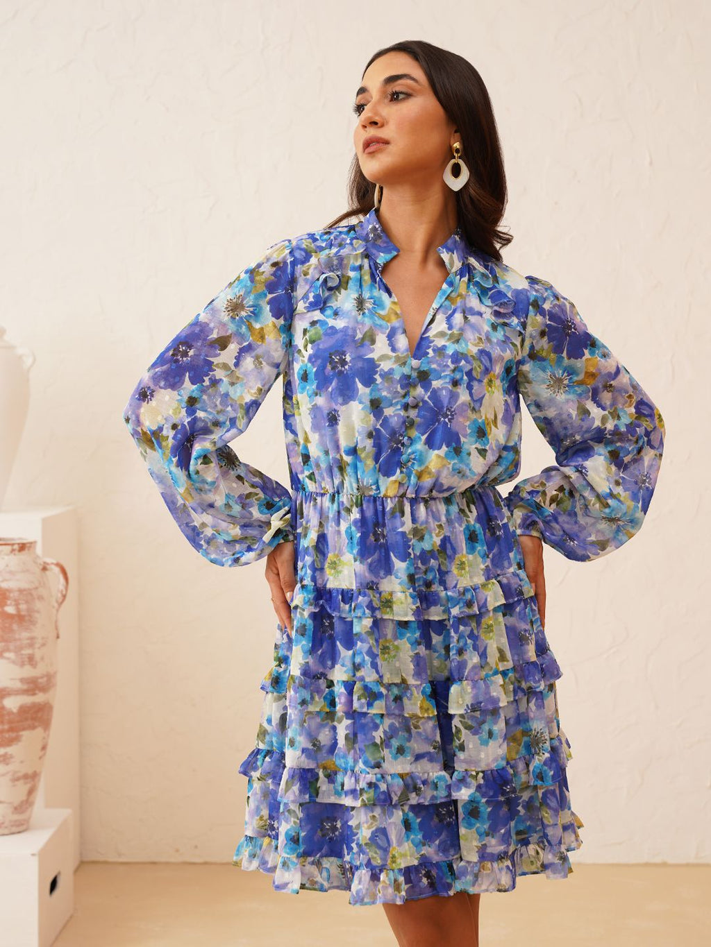 Beatnik Blue Peasant Womens Dresses Beatnik