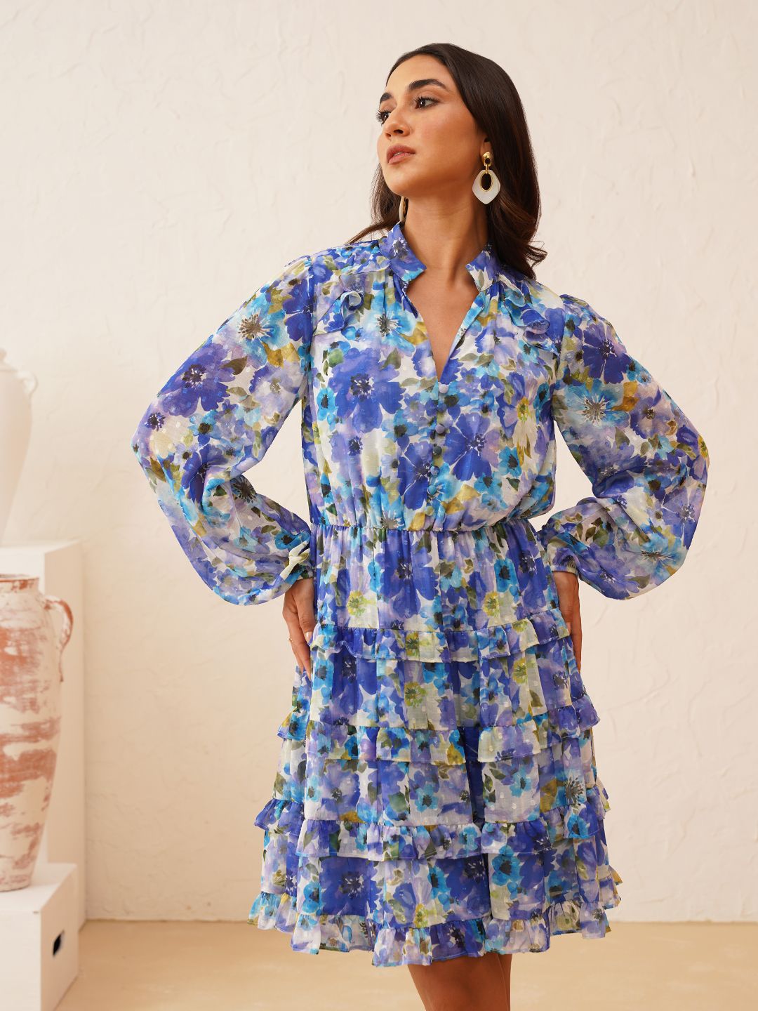 Beatnik Blue Peasant Womens Dresses Beatnik